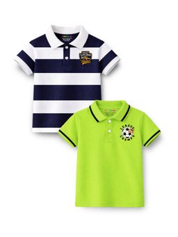 Trampoline - Boys League Champ and Striped Printed Polo T-Shirt (Pack of 2)