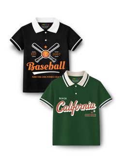 Trampoline - Boys California and Basketball Printed Polo T-Shirt (Pack of 2)