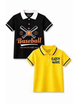 Trampoline - Multi-Colour Basketball and Catch Wave Printed Polo T-Shirt (Pack of 2)