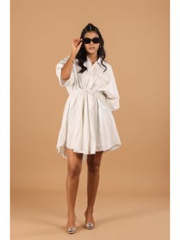 Jiraazi - White Shimmer Cotton Lurex Dress