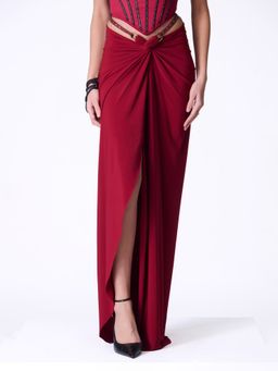 S&N by Shantnu Nikhil - Cherry Twisted Drape Skirt