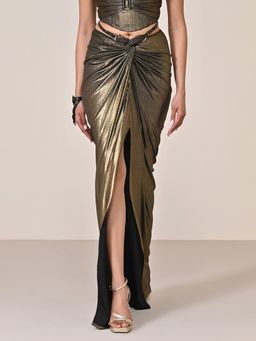 S&N by Shantnu Nikhil - Metallic Twisted Drape Skirt