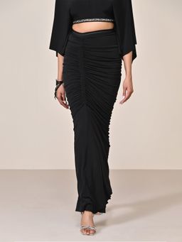 S&N by Shantnu Nikhil - Black Asymmetric Gathered Skirt