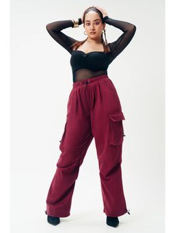FREAKINS - Cherry Red Relaxed Fit Cargo Pant