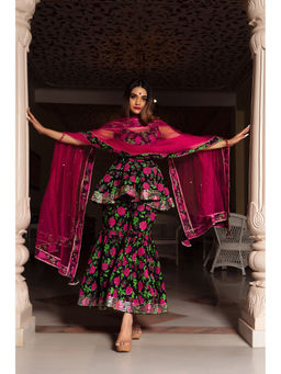 POMCHA - Gulmohar Cotton Hand Block Sharara (Set of 3)