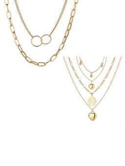 Jewels Galaxy - Jewellery For Women Gold-Plated Layered Necklace (Set of 2)