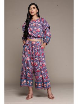 Aarke Ritu Kumar - Blue Printed Top With Pant Co-ord (Set of 2)