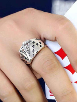 OOMPH - Silver Texas Poker Ace, King, Queen, Jack Stainless Steel Fashion Ring