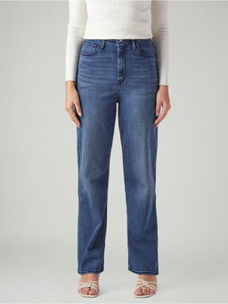 Levi's - Womens Blue Ribcage Straight Fit High Rise Red Loop Jeans