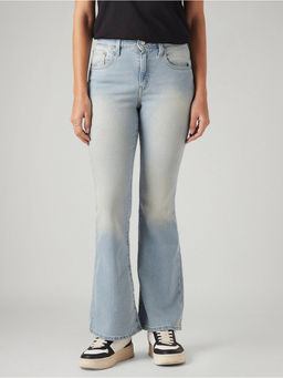 Levi's - Womens 726 Light-Blue Flared Fit High Rise Jeans