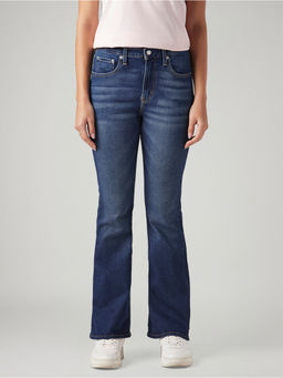 Levi's - Womens 726 Dark-Blue Flared Fit High Rise Jeans