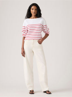 Levi's - Womens White Loose Fit Mid Rise Baggy Dad Barrel Jeans