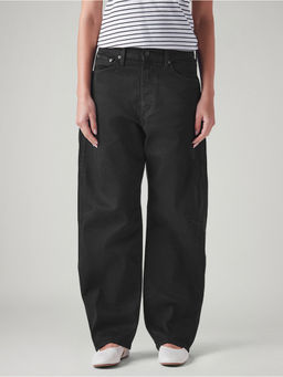Levi's - Womens Black Barrel Loose Fit Mid Rise Cinch Jeans