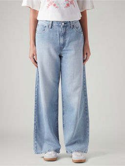 Levi's - Womens Light-Blue Wide Leg Fit High Rise Cinch Jeans