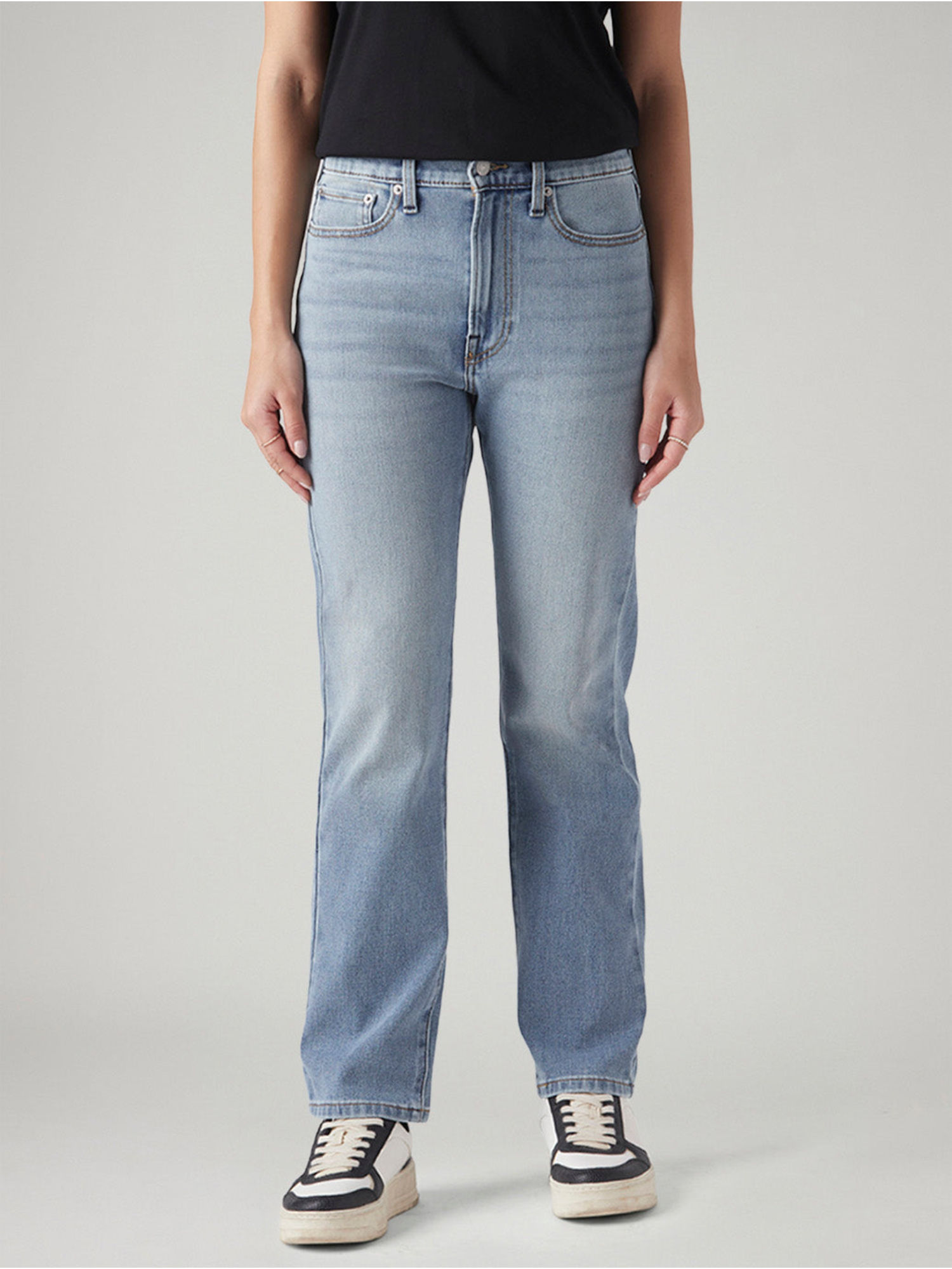 Womens Light-Blue Wedgie Straight Fit High Rise Jeans-image-18
