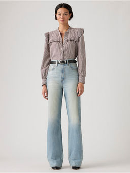 Levi's - Womens Light-Blue Wide Leg Fit High Rise Jeans
