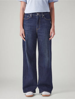 Levi's - Womens Dark-Blue Ribcage Wide Leg Fit High Rise Jeans