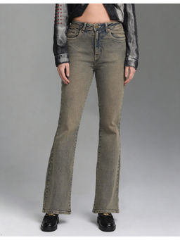 Flying Machine - High Rise Flared Fit Green Jeans