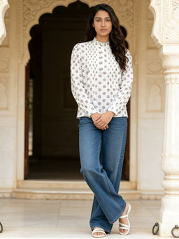 Rangita - Off White Polyviscose Printed Tunic