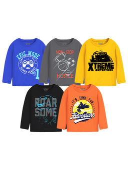 Trampoline - Multi-Color Boys Cool Graphic Printed T-Shirts (Pack of 5)