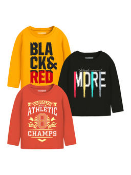 Trampoline - Multi-Color Boys Playful Texts T-Shirts (Pack of 3)