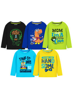 Trampoline - Multi-Color Boys Cool Graphics T-Shirts (Pack of 5)