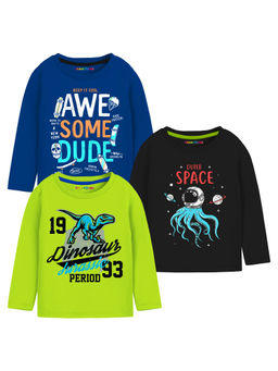 Trampoline - Multi-Color Boys Graphic Printed T-Shirts (Pack of 3)