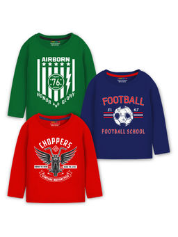 Trampoline - Multi-Color Boys Sports Graphic Printed T-Shirts (Pack of 3)