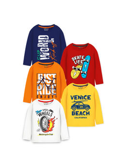 Trampoline - Multi-Color Boys Cool Graphical Printed T-Shirts (Pack of 5)