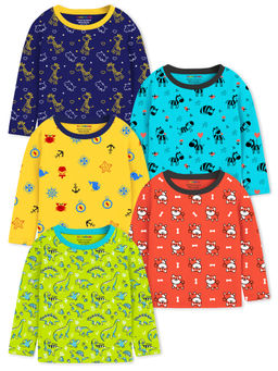 Trampoline - Multi-Color Boys Trendy Designs Cotton T-Shirts (Pack of 5)