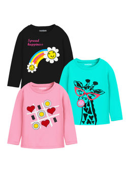 Trampoline - Multi-Color Girls Full Sleeve T-Shirts (Pack of 3)