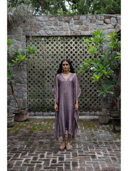 DEEPTHEE - Purple Hand Embroidered Metallic Kaftan Dress