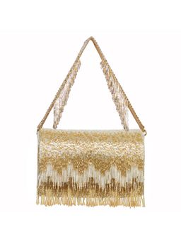 Lovetobag - Firante Flapover Clutch Peerless Gold Lustrous with Handle