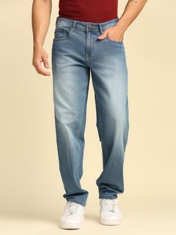 High Star - Men Blue Relaxed Straight Fit Light Fade Jeans