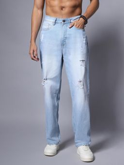 High Star - Pure Cotton Loose Wide Leg Mid Rise Jeans