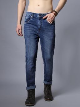 High Star - Men Straight Fit Clean Look Whiskers and Chevrons Mid-Rise Stretchable Jeans