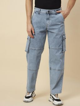 High Star - Men Relaxed Fit Heavy Fade Pure Cotton Cargo Jeans
