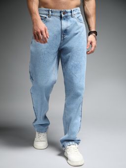 High Star - Men Straight Fit Mid-Rise Clean Look Heavy Fade Cotton Jeans