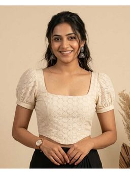Moora - Ivory Noor Schiffli Cotton Corset Blouse