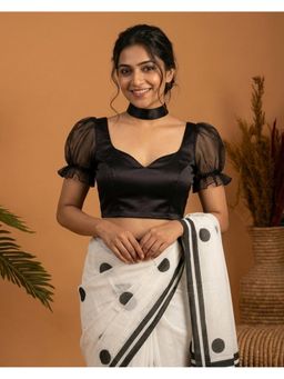 Moora - After Hours Satin Sweetheart Black Blouse With Choker-Style Band