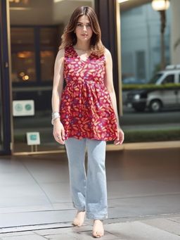 Gahan - Womens Viscose Rayon Anarkali Printed Tunics - Pink