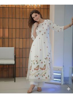 Gahan - Womens Viscose Rayon Straight Printed Kurta With Pant - Cream