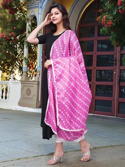 Gahan - Womens Viscose Rayon Anarkali Solid Kurta with Pant & Dupatta - Black