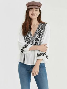 Gahan - Womens Viscose Rayon Anarkali Embroidered Tunics - White