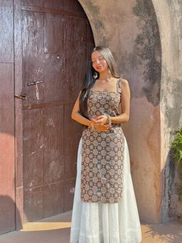 Gahan - Womens Viscose Rayon Straight Printed Kurta - Beige