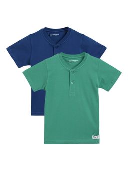 Campana - Boys Alan Half Sleeve Henley T-Shirt - Green & Blue (Pack of 2)
