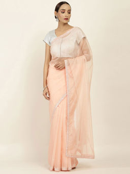 Soch - Embellished Organza Saree with Unstitched Blouse