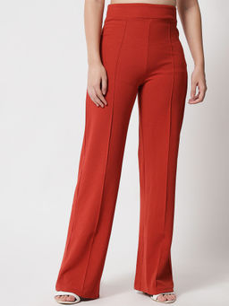 KOTTY - Women Solid Polyester Blend Red Trouser