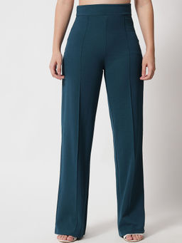KOTTY - Women Solid Polyester Blend Teal Trouser