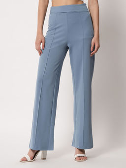KOTTY - Women Solid Polyester Blend Imperial Blue Trouser
